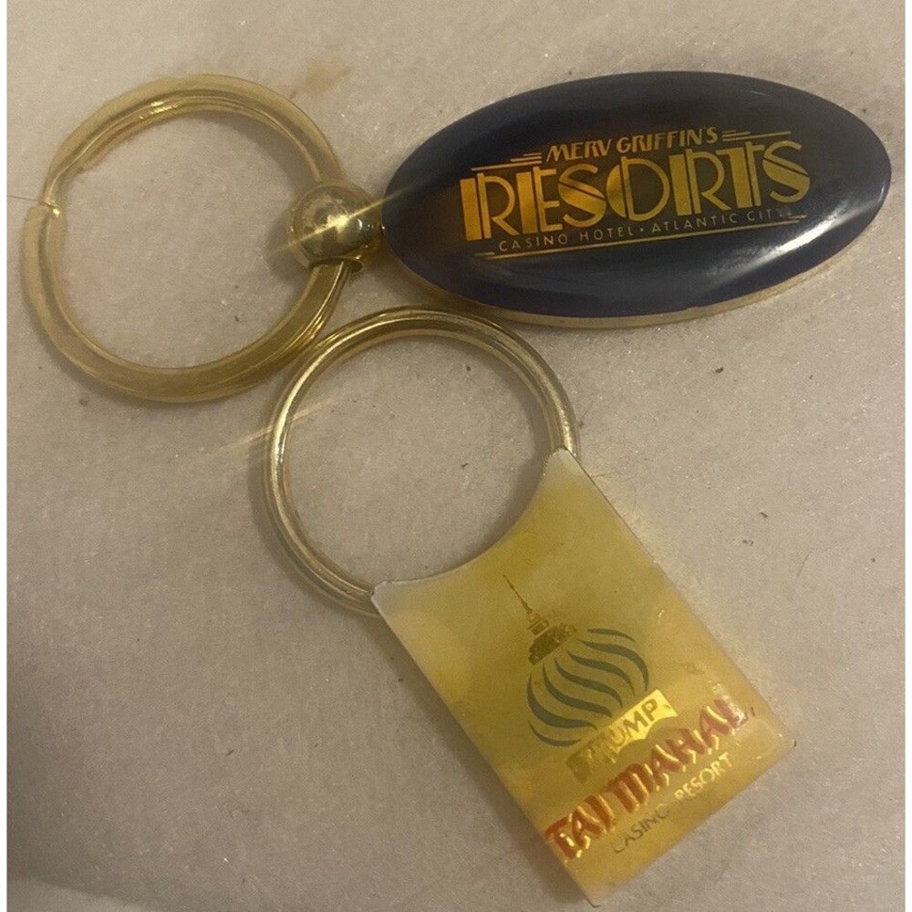 Lot 2 Merv Griffin’s Resorts & TRUMP TAJ MAHAL Casino Keyring Atlantic City NJ